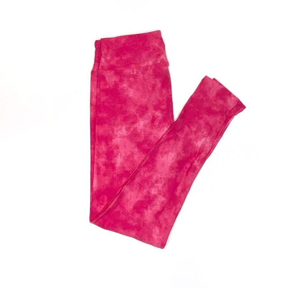 NEW OS LuLaRoe Pink Tie Dye Heathered Leggings Breast Cancer Comfort‎ Comfy
